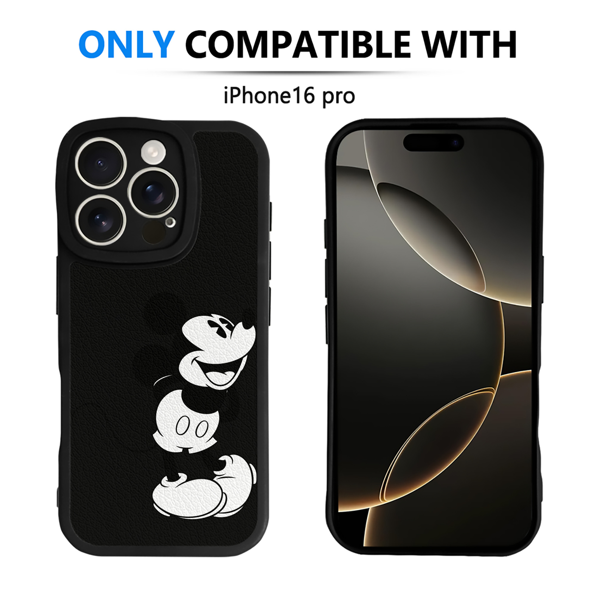 （画像用） ミッキーマウス Mickey Mouse 【iPhone 16シリーズ対応】シリコンスマホケース（レザー調） 材質：シリコン
